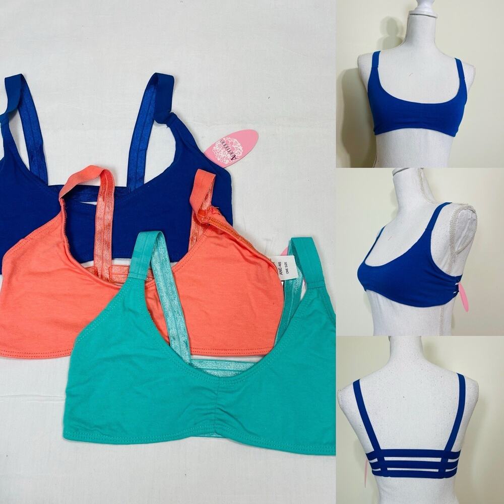 3-pack Anemone Sexy Soft Stretch Comfy Bra Lingerie Pentagram Strappy Back